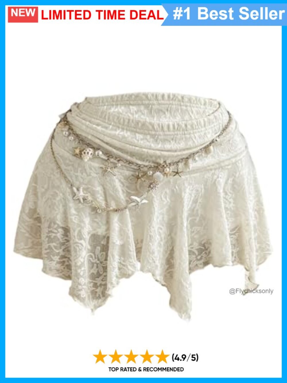 Boho Ruffle Lace Asymmetrical Mesh Flowy Mini Skirt Skort